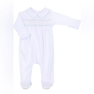Magnolia Baby Smocked Footie Romper Blue White 3 Month Baby Boy